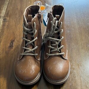 (BRAND NEW) Carter's Brown Kids Boots with Dinosaur Design